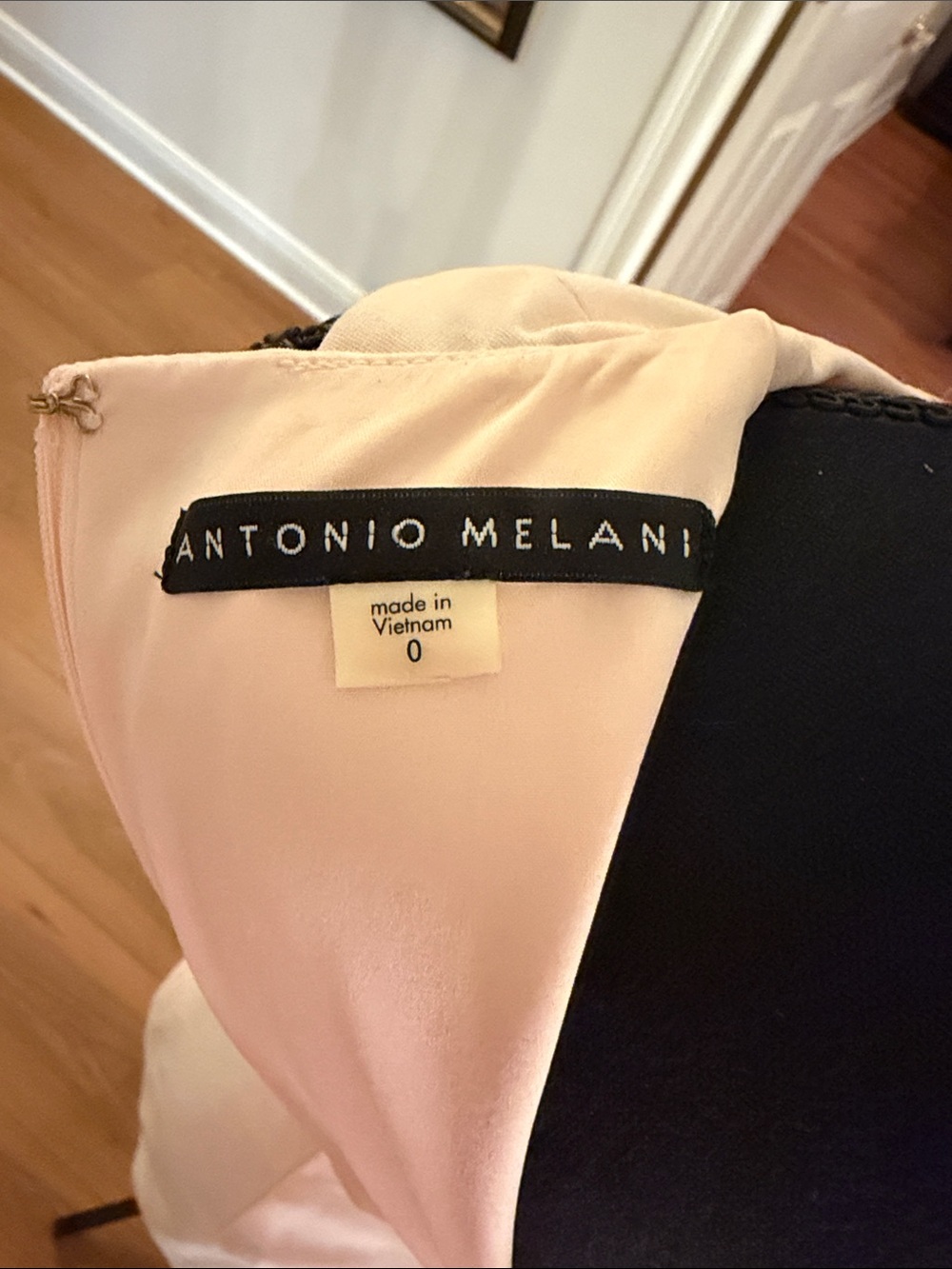 Antonio Melani Sleeveless Blush Pink Sheath Dress with Front Ruffle 0 - Picture 4 of 4